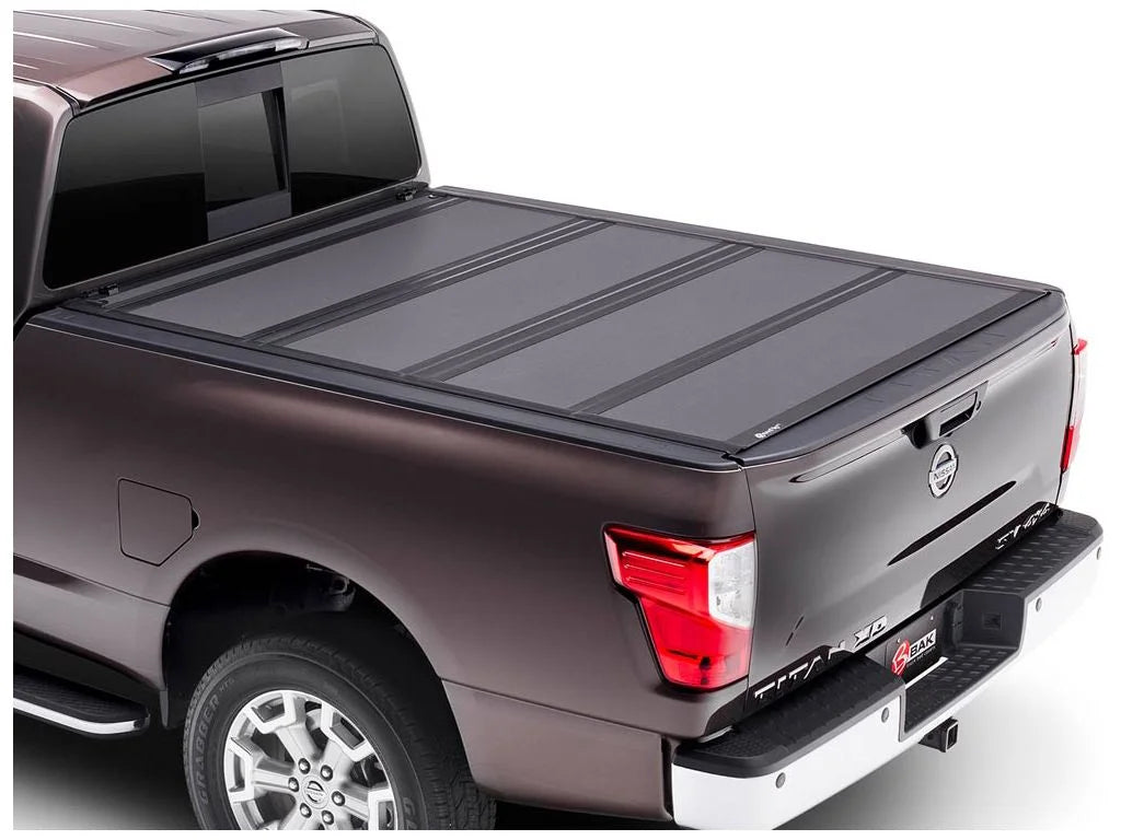 Bak by realtruck bakflip mx4 hard folding truck bed tonneau cover | 448525 | compatible with 2017 - 2023 nissan titan 5' 7" bed (67")