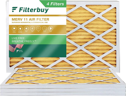 Filterbuy 14x28x1 merv 11 pleated hvac ac furnace air filters (4-pack)