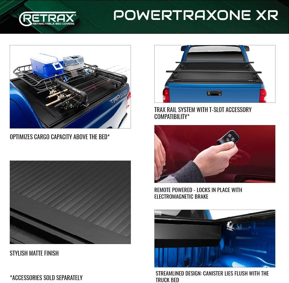 Retrax by realtruck powertraxone xr retractable truck bed tonneau cover | t-70862 | compatible with select 2022-2023 toyota tundra w/o deck rail system 6' 7" bed (78.7")