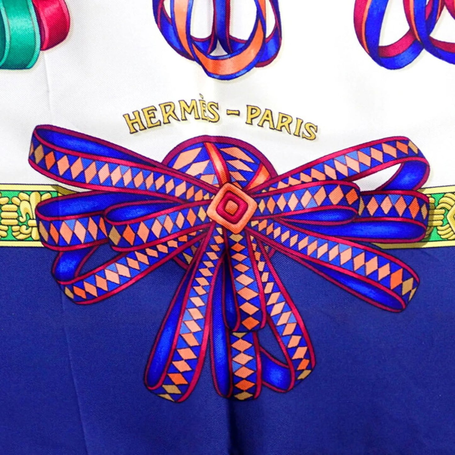 Pre-owned hermes silk lesrubansducheval horse ribbon scarf muffler (good)