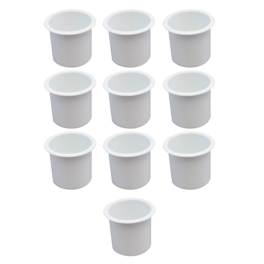 10 cup holder plastic pocket recessed drop in insert universal for boat rv car truck sofa game table marine pontoon motorhome camper white