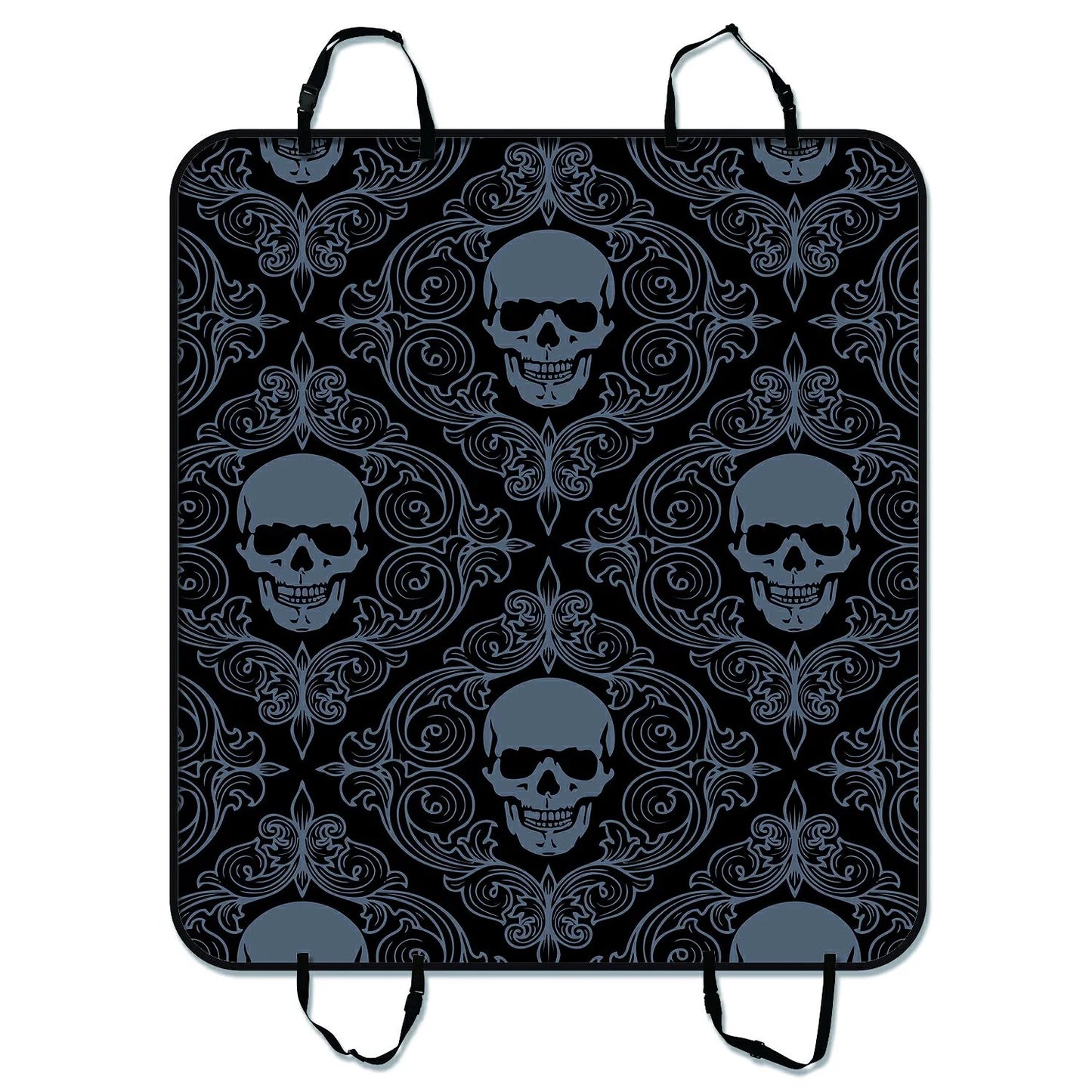 Gckg dark balck world design skull with lacy pattern pet car seat cover dog car seat mat hammock cargo mat trunk mat for cars trucks and suv 54x60 inches