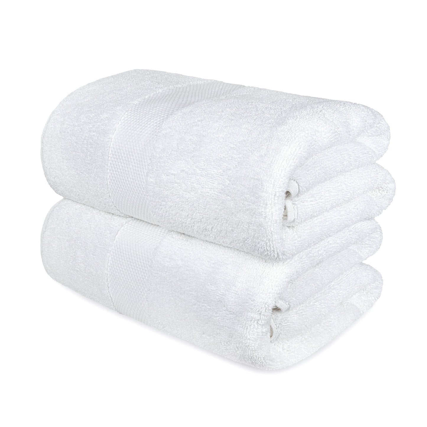 White classic luxury white bath towels - large 30x56 inch, 100% cotton american linen big white towels, 2-pack bathroom sheets | set of 2, white