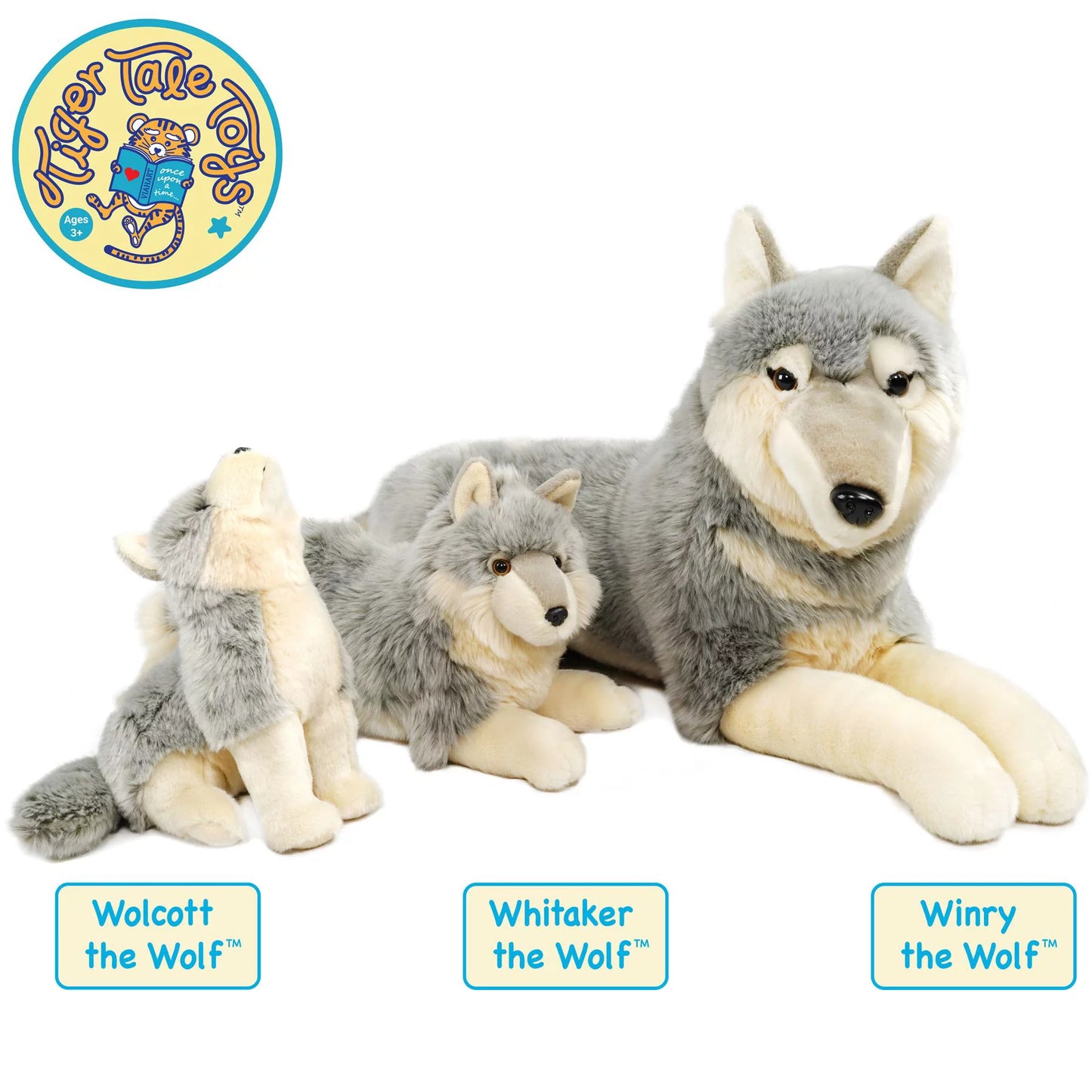 Winry the wolf - 27 inch (not including tail measurement) stuffed animal plush dog - by tiger tale toys