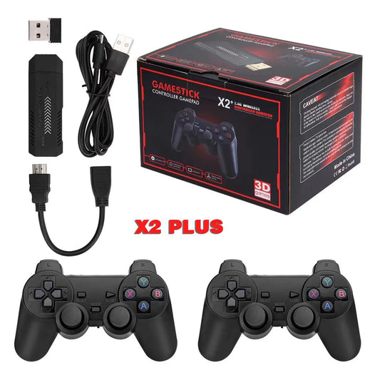 Upgrade wireless retro games console, x2 plus game stick retro console double wireless controller,30000+ games,128gb