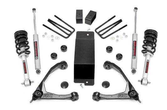 Rough country 3.5" lift kit (fits) 2014-2018 chevy silverado gmc sierra 1500 4wd | n3 loaded struts/shocks | 19432