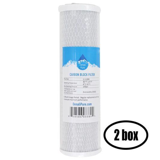 2 boxes of replacement for ispring hw12 activated carbon block filter - universal 10 inch filter for ispring 123filter slimline water filter housing white 10 #hw12 - denali pure brand