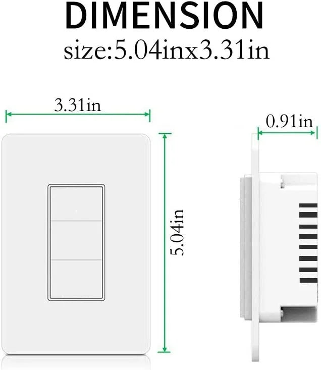 Sana smart light switch,wifi wall light switch, easy installation and app control, compatible with alexa and google home, no hub required (3 switches in 1 gang)