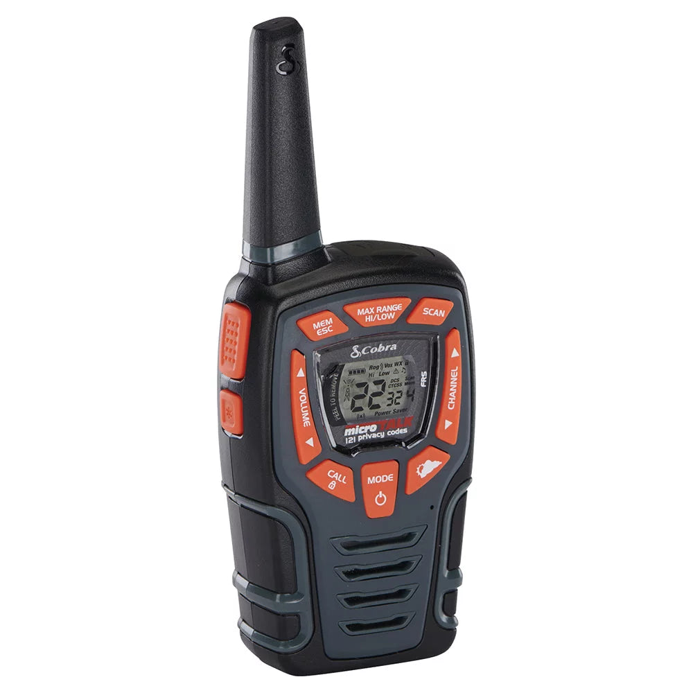 Cobra acxt545 weather-resistant walkie talkies for adults - rechargeable, 22 channels, long range 28-mile two-way radio set (2-pack)