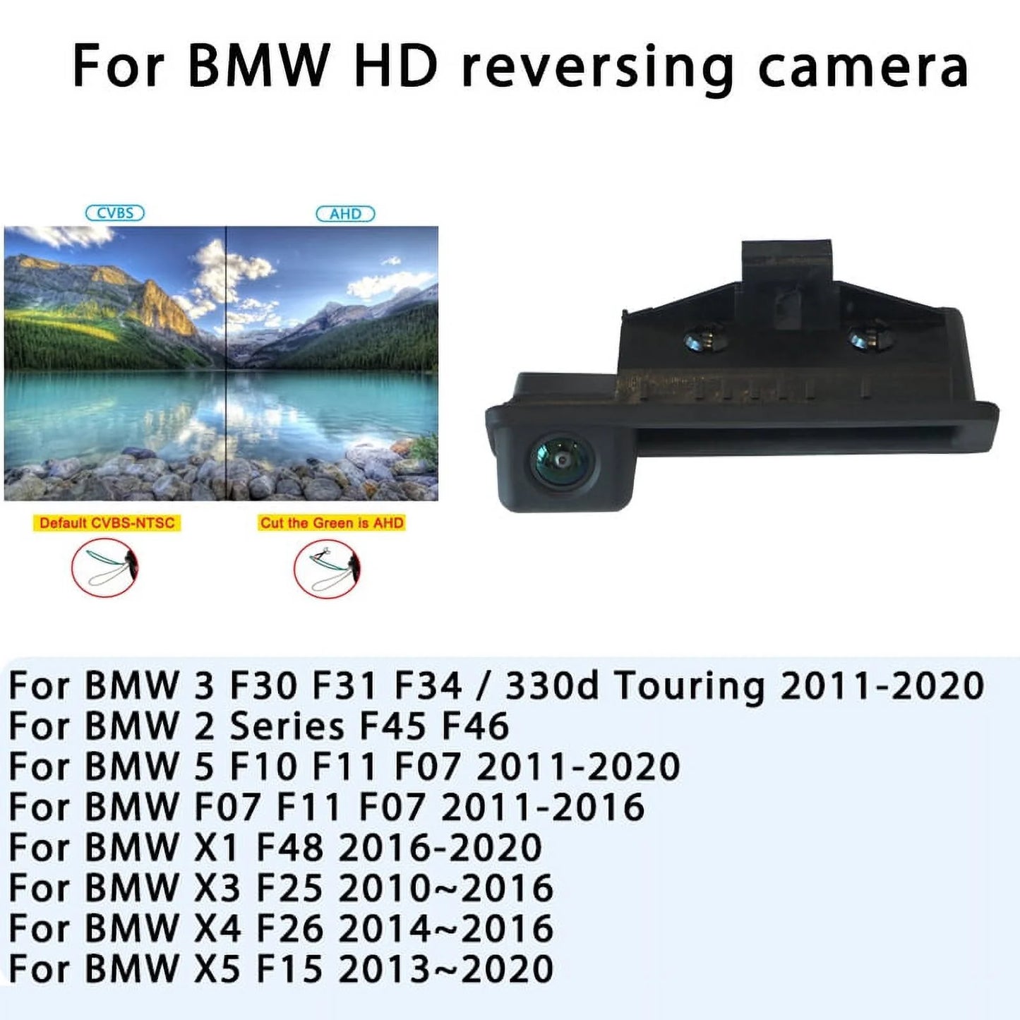 Ahd 1080p car rear view camera parking reverse ccd night vision backup for bmw 3 series f30 f31 f34 f10 f11 f07 x1 x3 x5