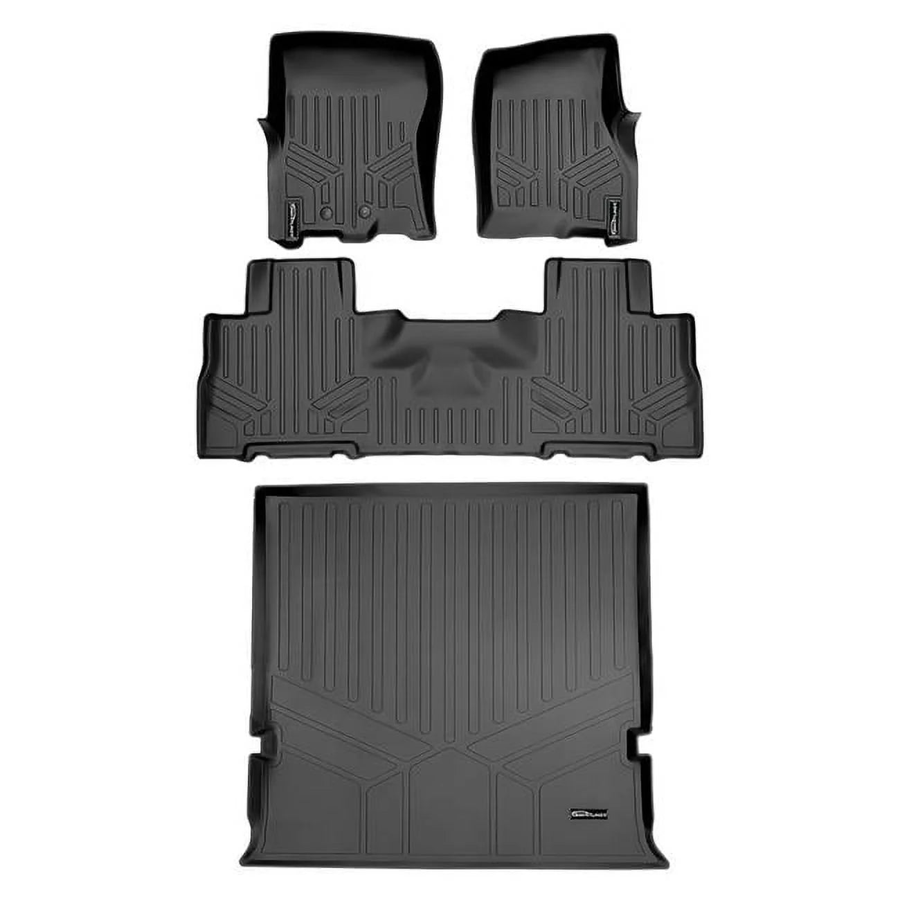 Smartliner sa0183-b0303-d0183 floor mats & cargo liner set with 2nd row bucket seats without center console for 2011-2017 ford expedition, black