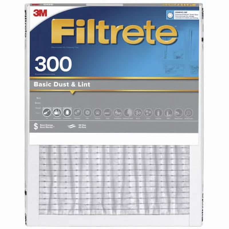 3m filtrete 301-4 16" x 25" x 1" gray basic 300 dust & lint reduction pleated air filter 90 day filter - quantity of 4