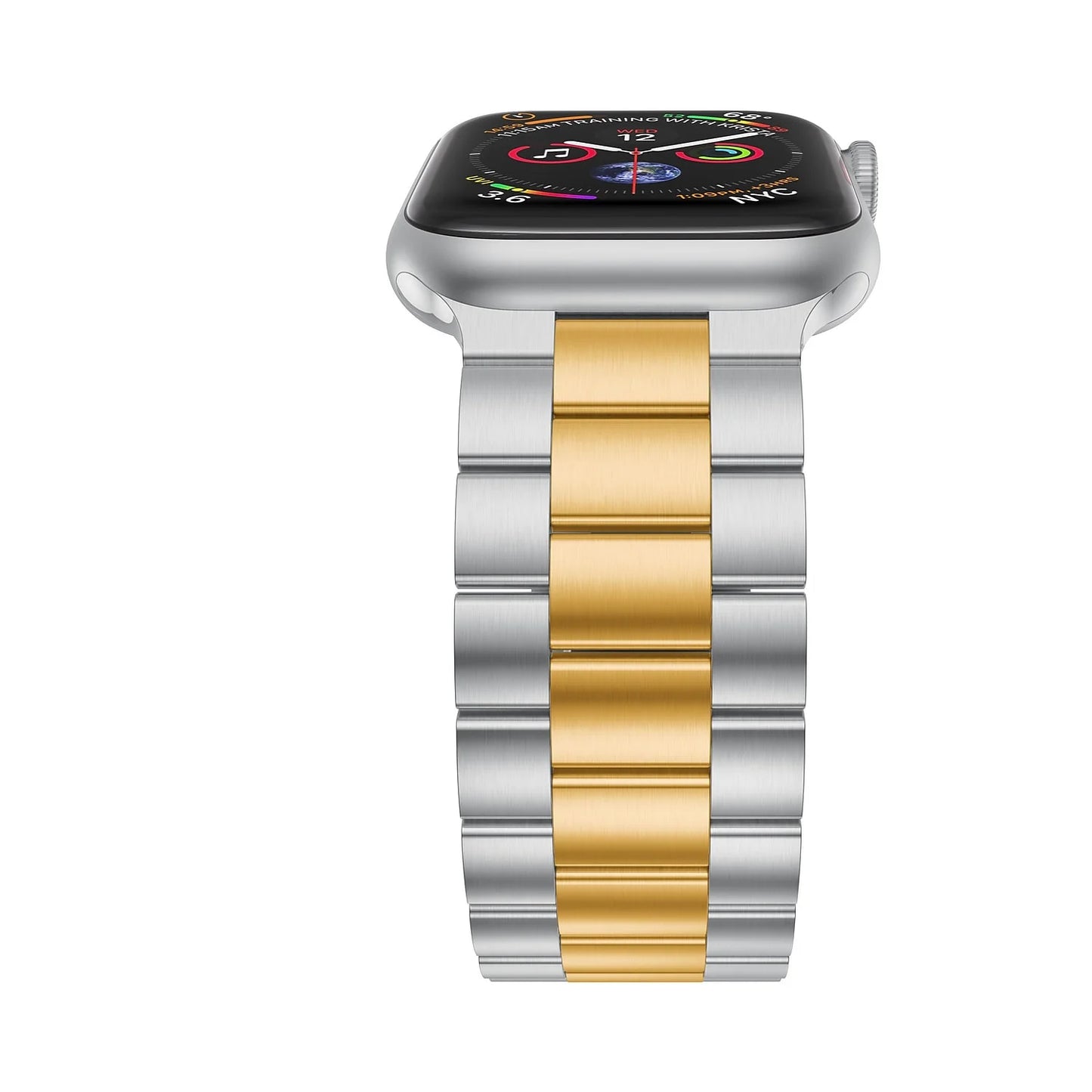 Odash vl-ss002gld-45 42-44-45-49 mm stainless steel two tone band for apple watch, gold & silver