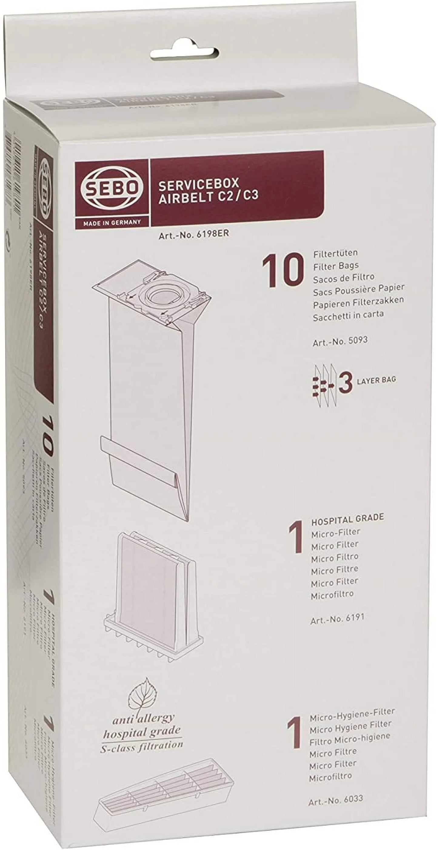 Service-box for airbelt c2/ c2.1/ c3/ c3.1 includes 10 filter bags 3 layer 1 hospital grade filter and 1 micro hygiene filter