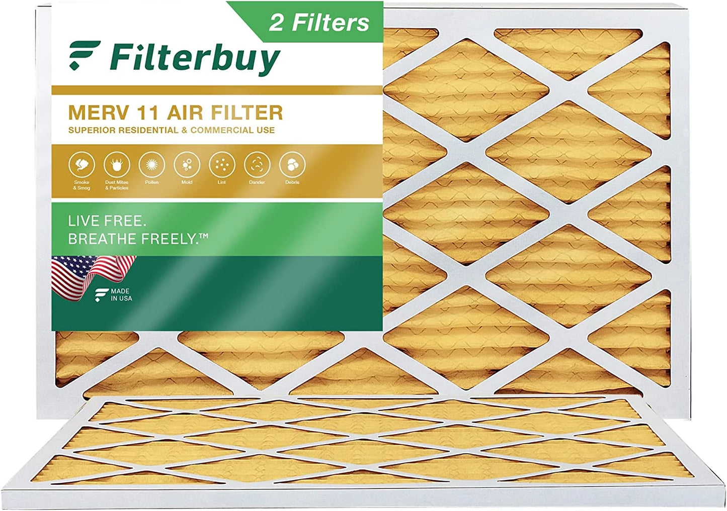 Filterbuy 16x36x1 merv 11 pleated hvac ac furnace air filters (2-pack)