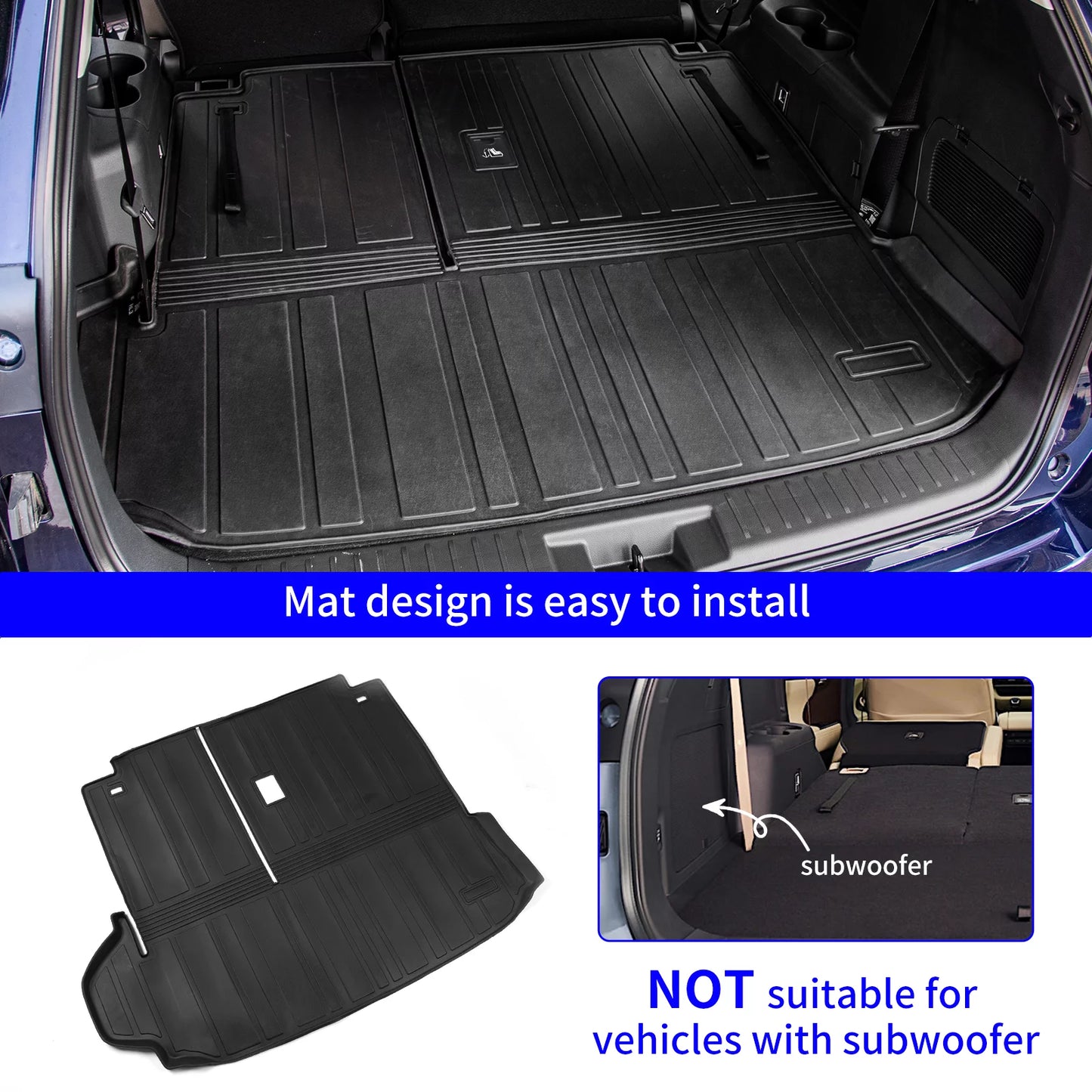 Cargo mat compatible with 2020-2024 toyota highlander trunk mat cargo liner tpe back seat cover protector 2022 7 seats highlander accessories (2020-2023, trunk mat with backrest mat)