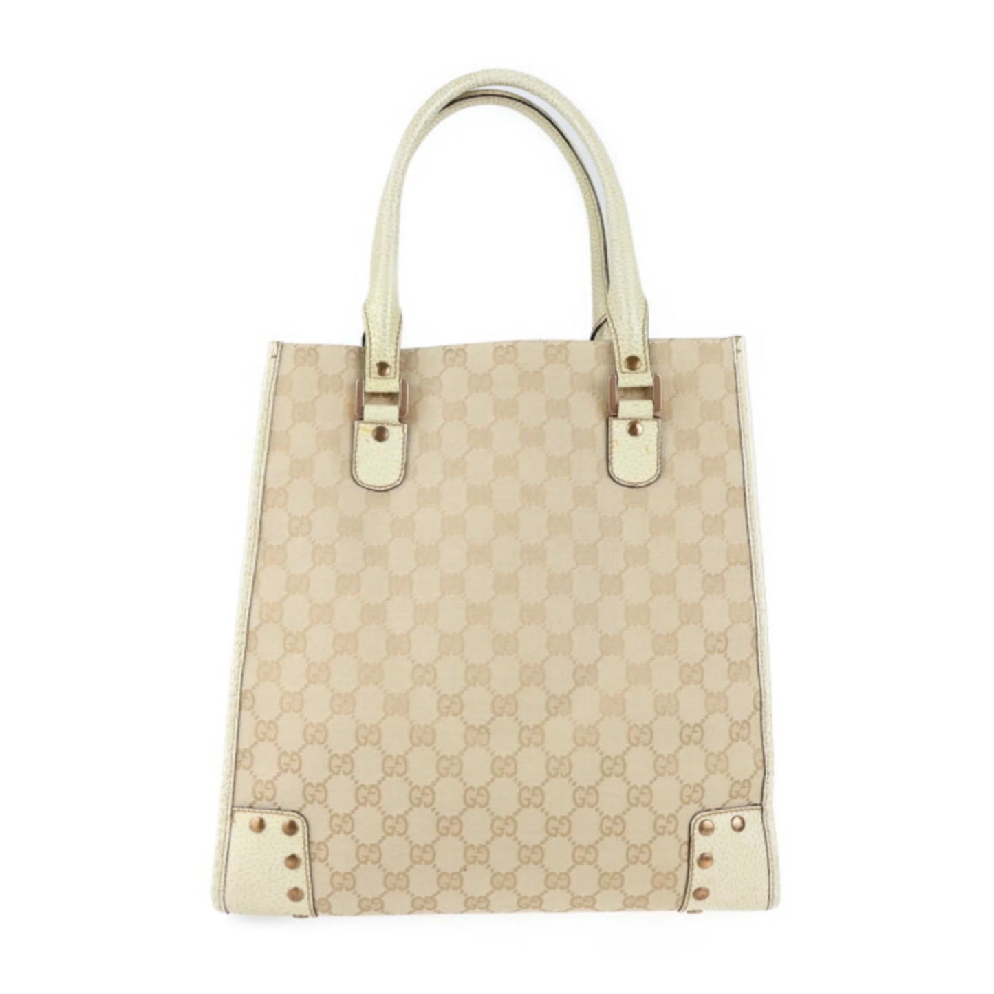 Pre-owned gucci gucci tote bag 124261 gg canvas leather beige ivory (good)