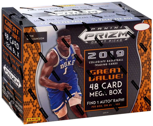 Nba panini 2019 prizm draft picks basketball trading card mega box (12 packs)