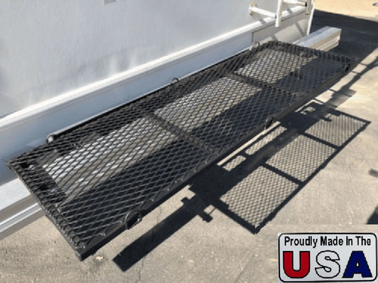 Rv bumper storage rack heavy duty steel with rugged truck bed finish 60" x 20" made in the usa