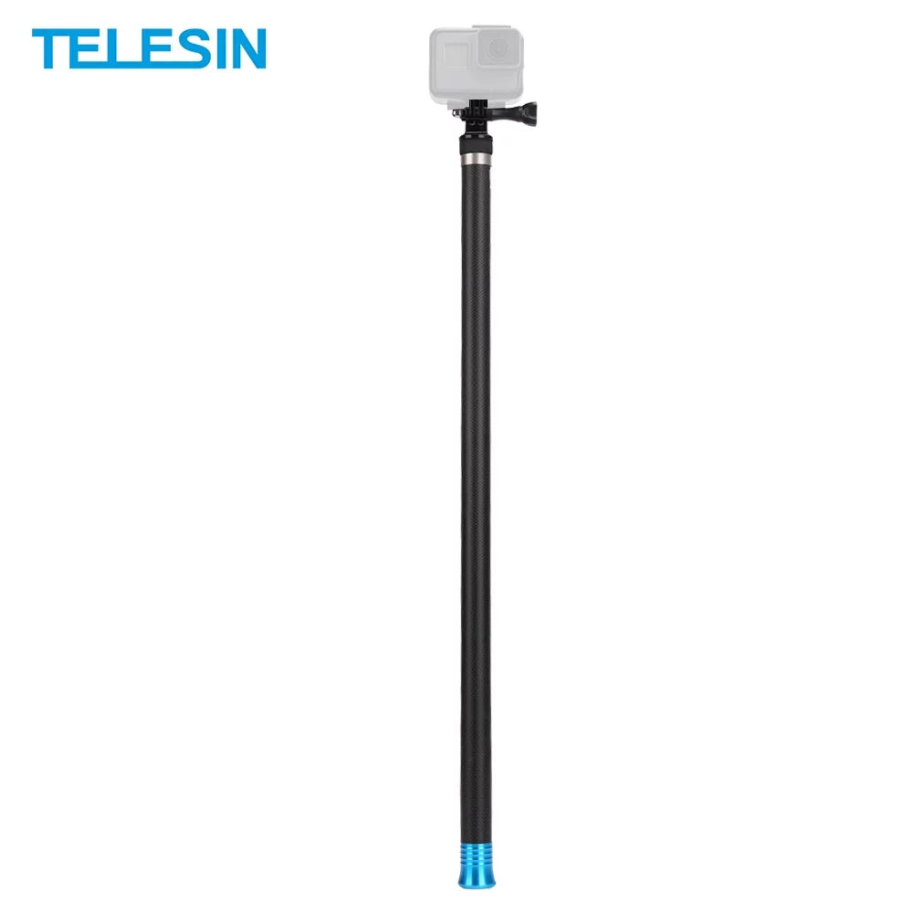 Telesin 2.7m/106 inch ultra long carbon fiber selfie stick lightweight extendable handheld pole monopod replacement for gopro hero 9/8/7/6/hero 5 black(2018) replacement for one r osmo action camera