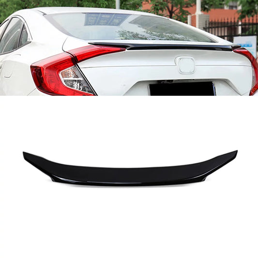 Xotic tech 4dr jdm style glossy black rear trunk lip wing spoiler compatible with honda civic 2016-2021 10th gen