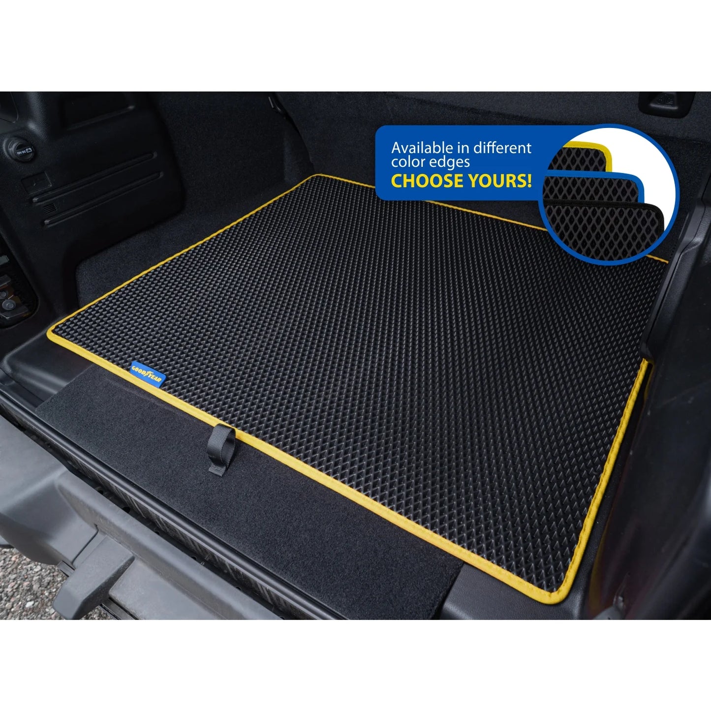 Goodyear custom fit cargo mat liner for jeep wrangler 2019-2024 - heavy duty trunk liner, dimond shape, luggage with waterproof, liquid & dirt trapping technology - anti-slip cargo liner - gy004562