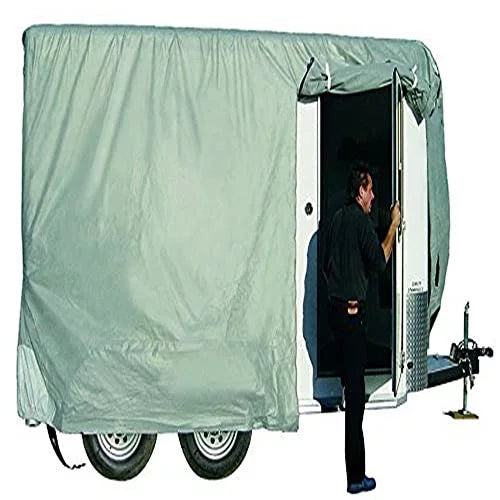 Adco bumper pull horse trailer cover, grey sfs aquashed top/grey polypropylene sides