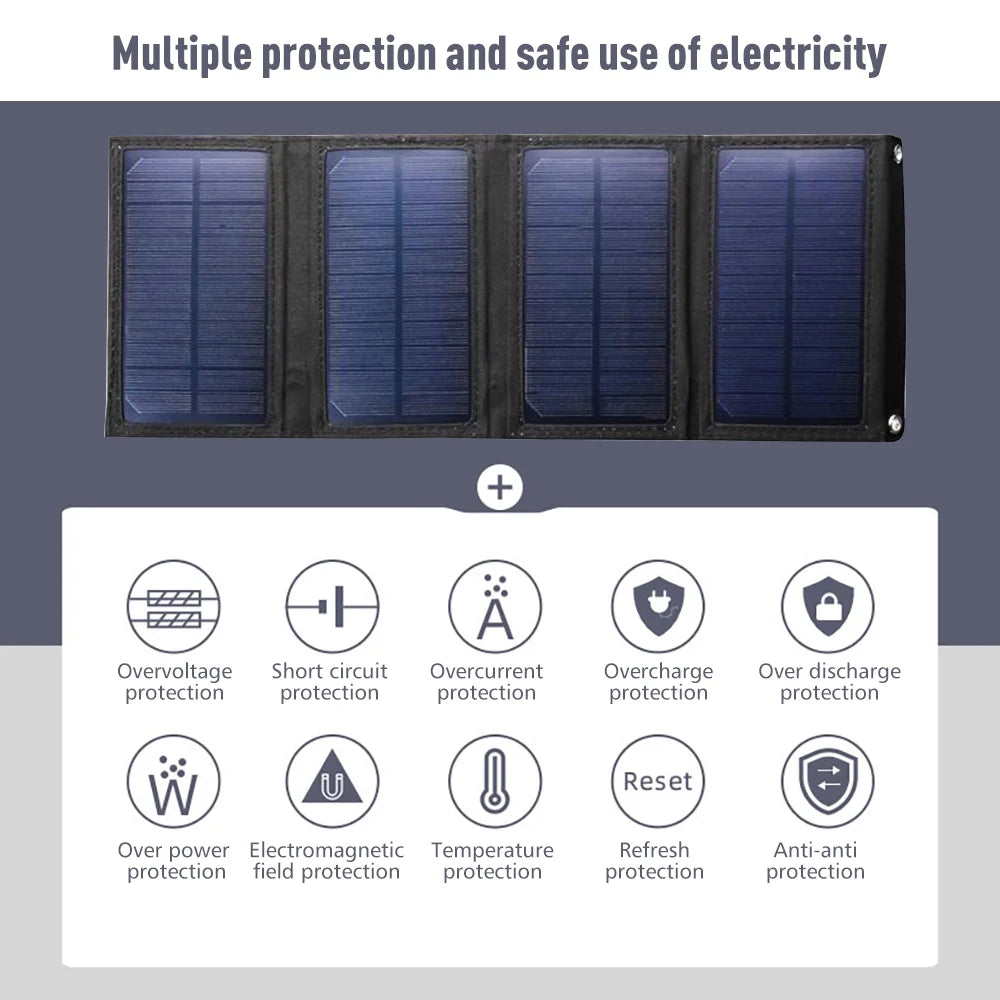 Dfito 80w outdoor foldable usb solar panel power bank for camping hiking