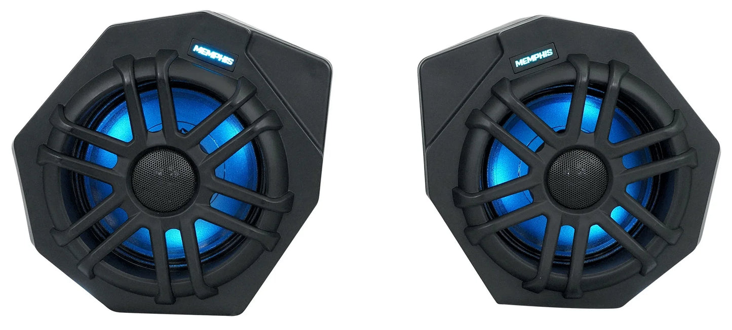 (2) memphis canamx365fe speakers+pods+led tower speakers+amp for 2017+ can am x3