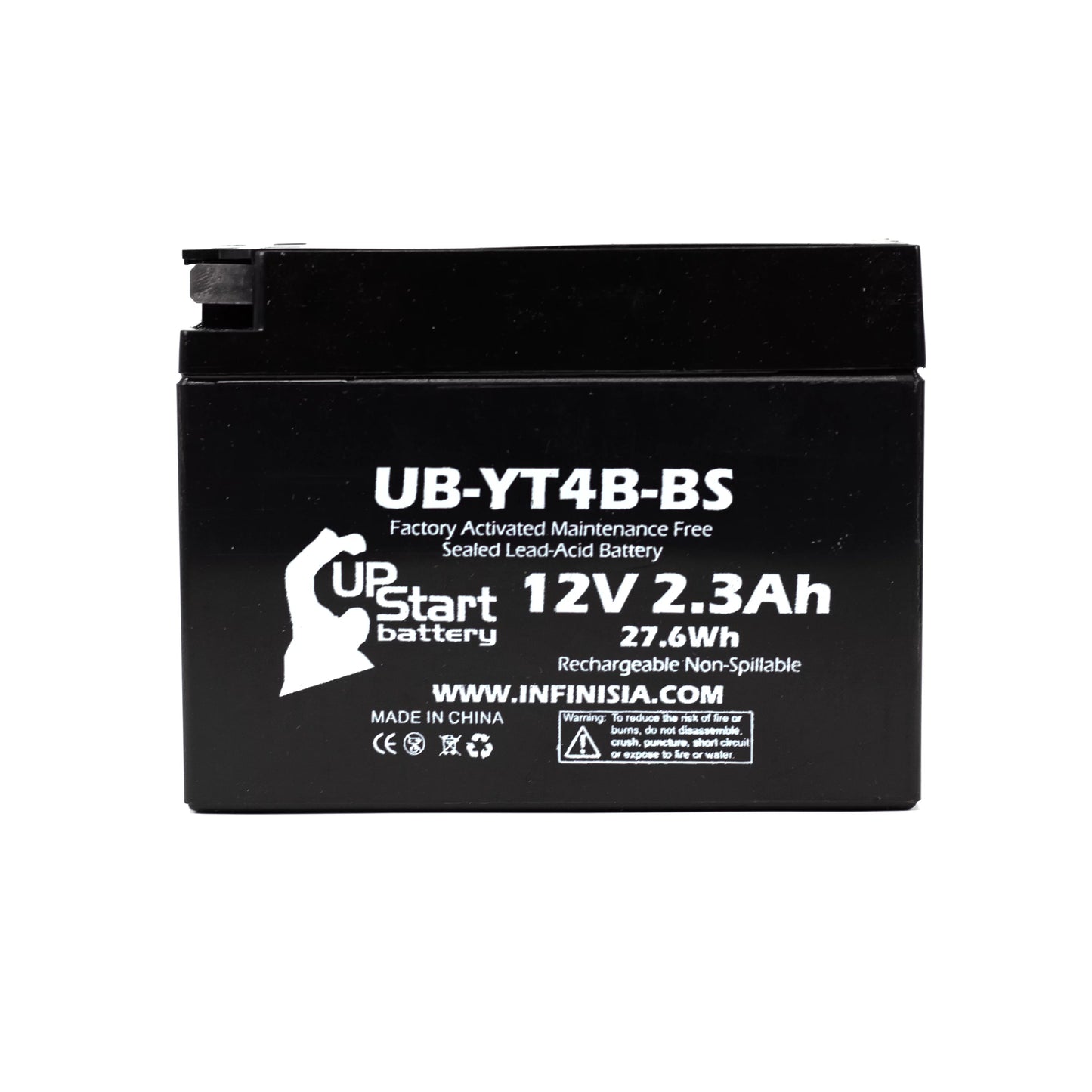 4-pack upstart battery replacement for 2010 yamaha sr400 (fi) 400cc factory activated, maintenance free, motorcycle battery - 12v, 2.3ah, ub-yt4b-bs