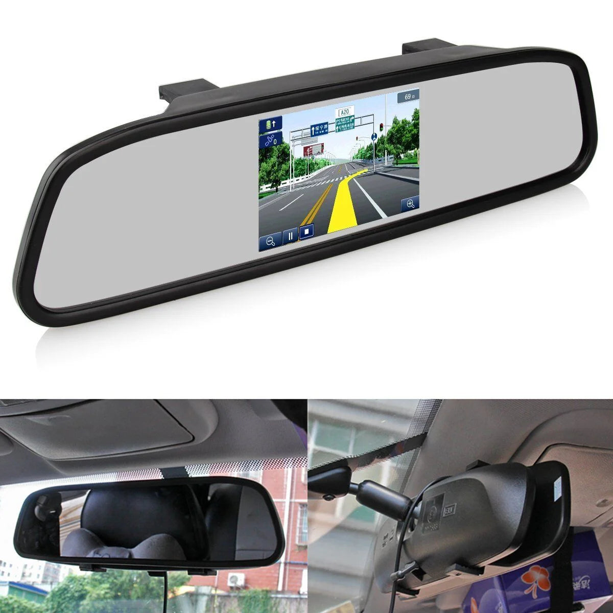 4.3inch hd monitor car backup reverse camera rear view parking license plate system