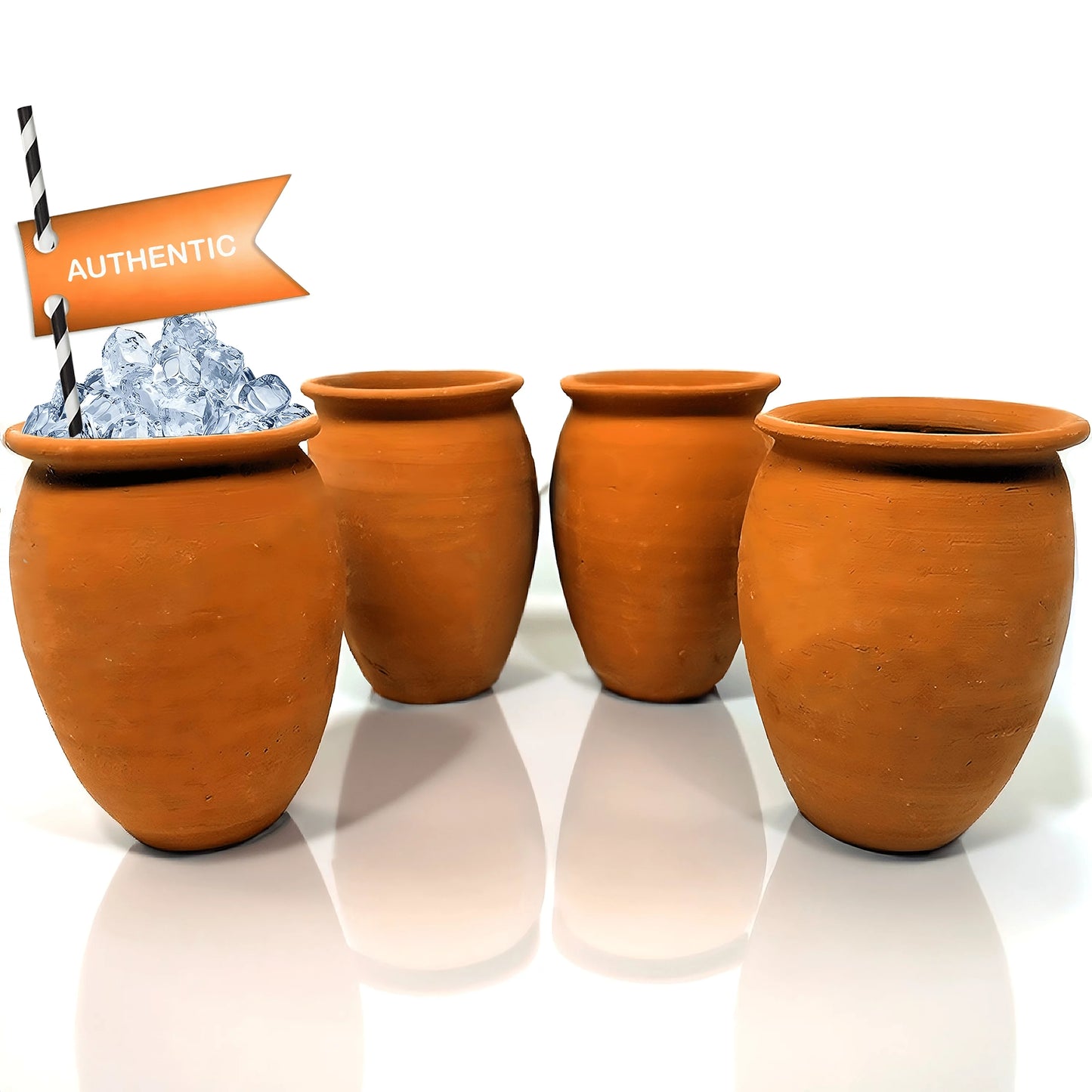 Alondra's imports handcrafted, natural clay cups from mexico (cantaritos mexicanos, fiesta mexicana) for hot & cold beverages (cocktail glasses for tequila, margaritas, mojitos & more), set of 8