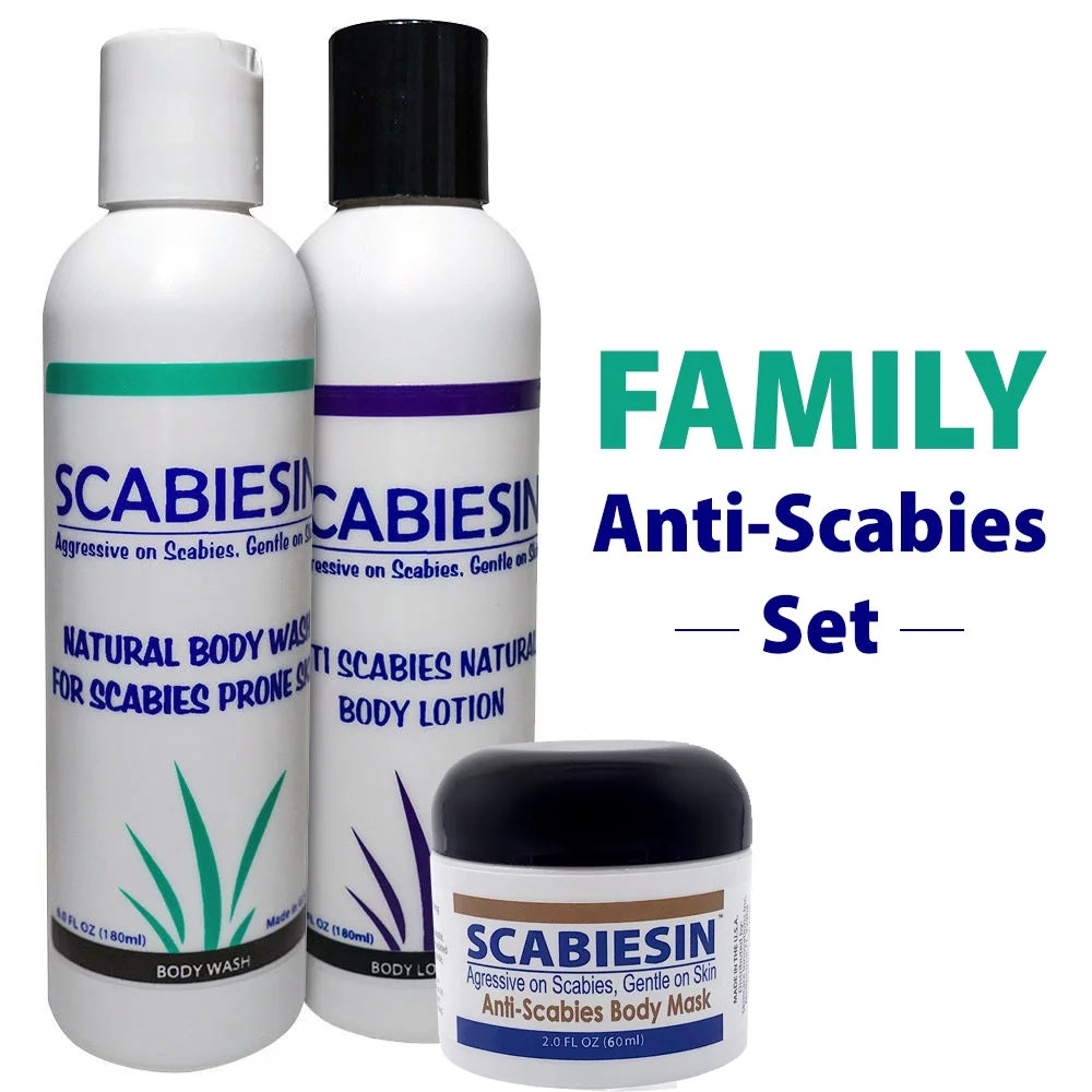 Scabiesin: scabies treatment home kit, anti scabi products help to stop skin itching and kill mite 3 pcs. set