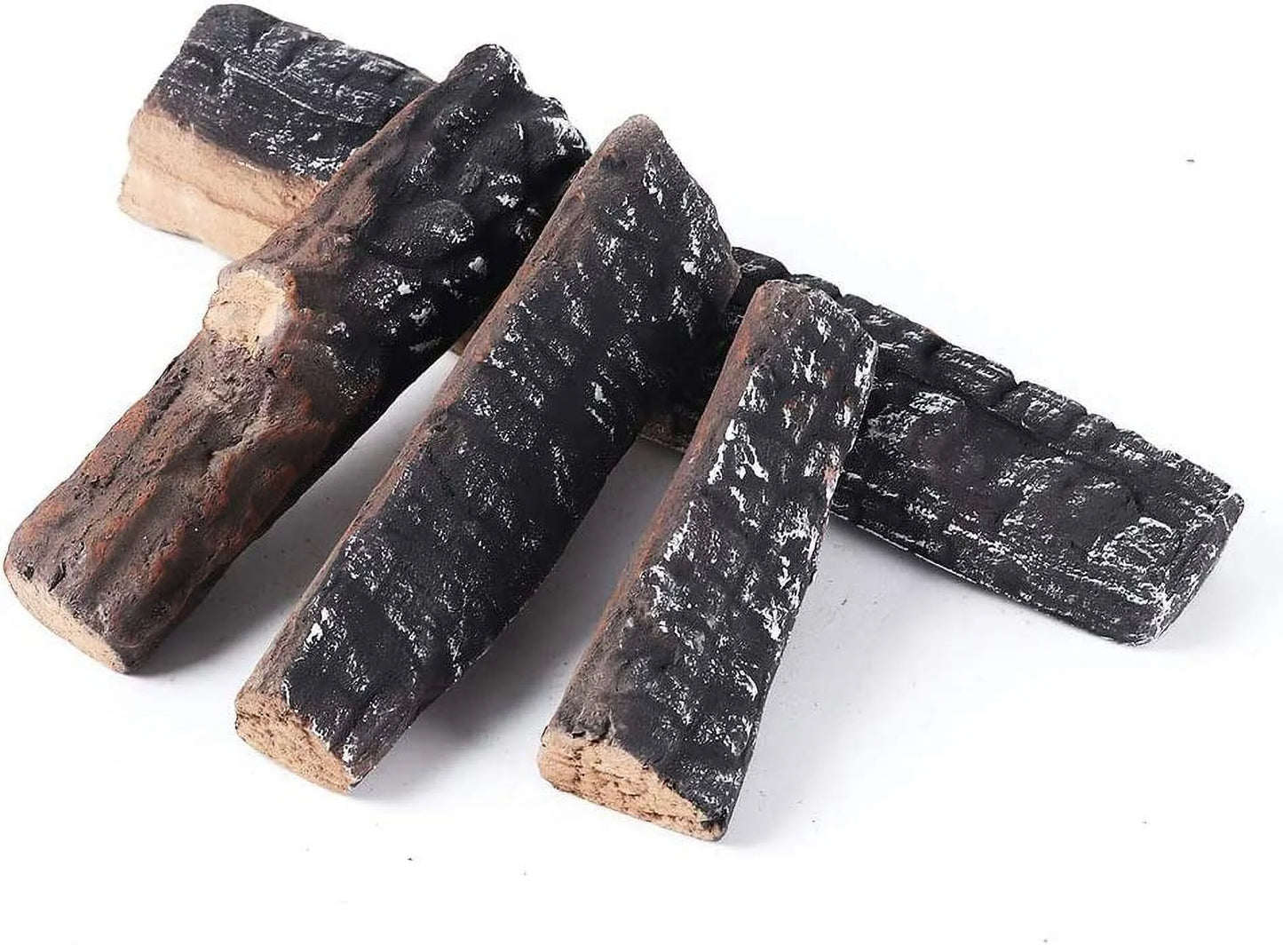 Gas logs 4pcs gas fireplace logs set of ceramic wood logs. use in fireplaces & fire pits