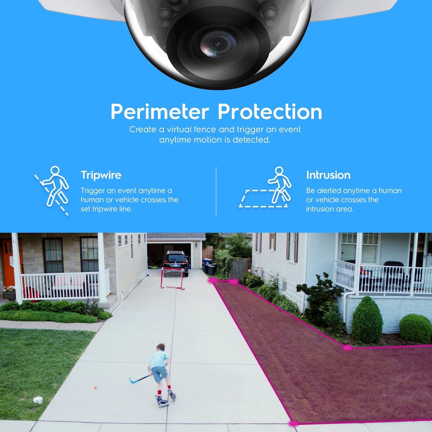 Amcrest 5-megapixel wedge ip poe ai camera, security ip camera outdoor, built-in microphone, human & vehicle detection, perimeter protection, 98ft night vision, 130° fov, 5mp@20fps ip5m-w1150ew-ai