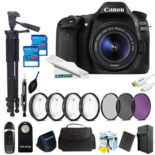 Canon eos 80d dslr camera with 18-55mm lens + 16gb expo advanced kit