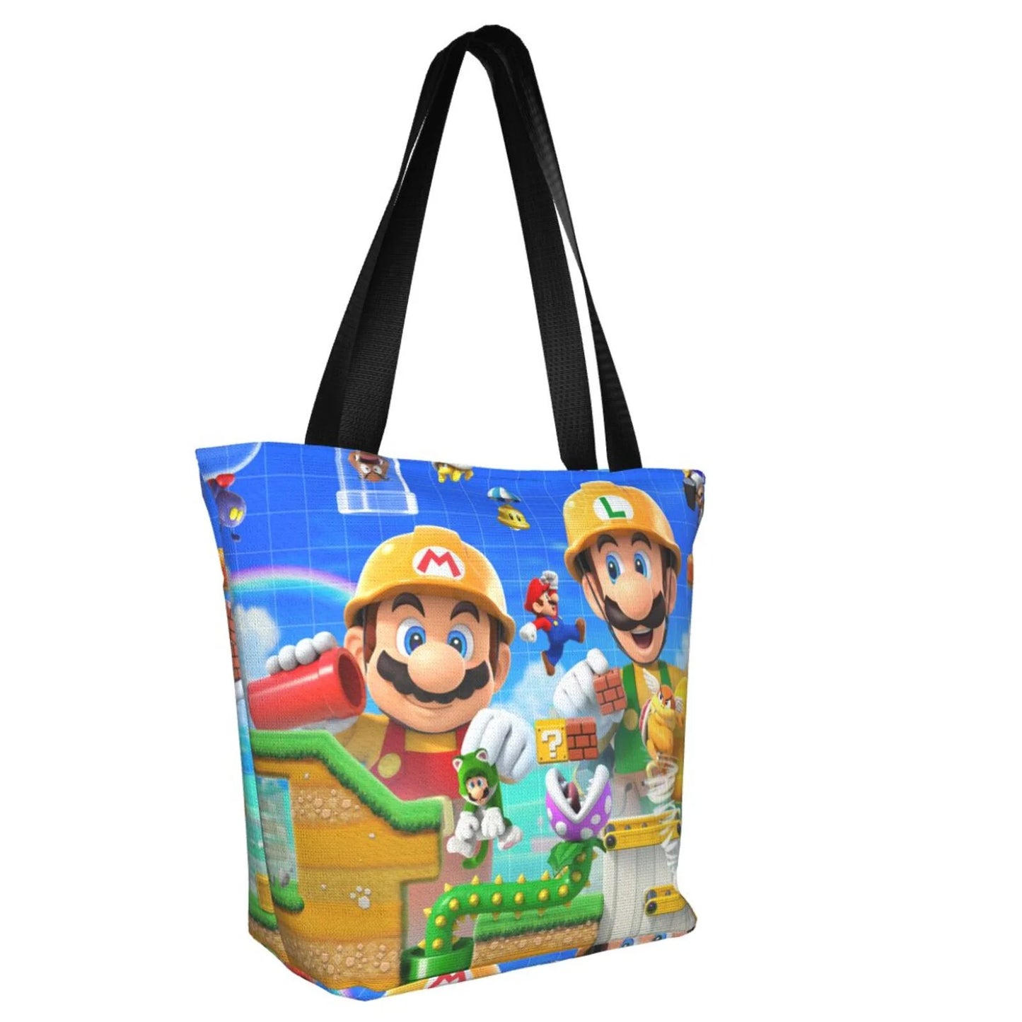 Game mario bros luigi women's tote bag large capacity shoulder handbag for travel beach shopping business work school