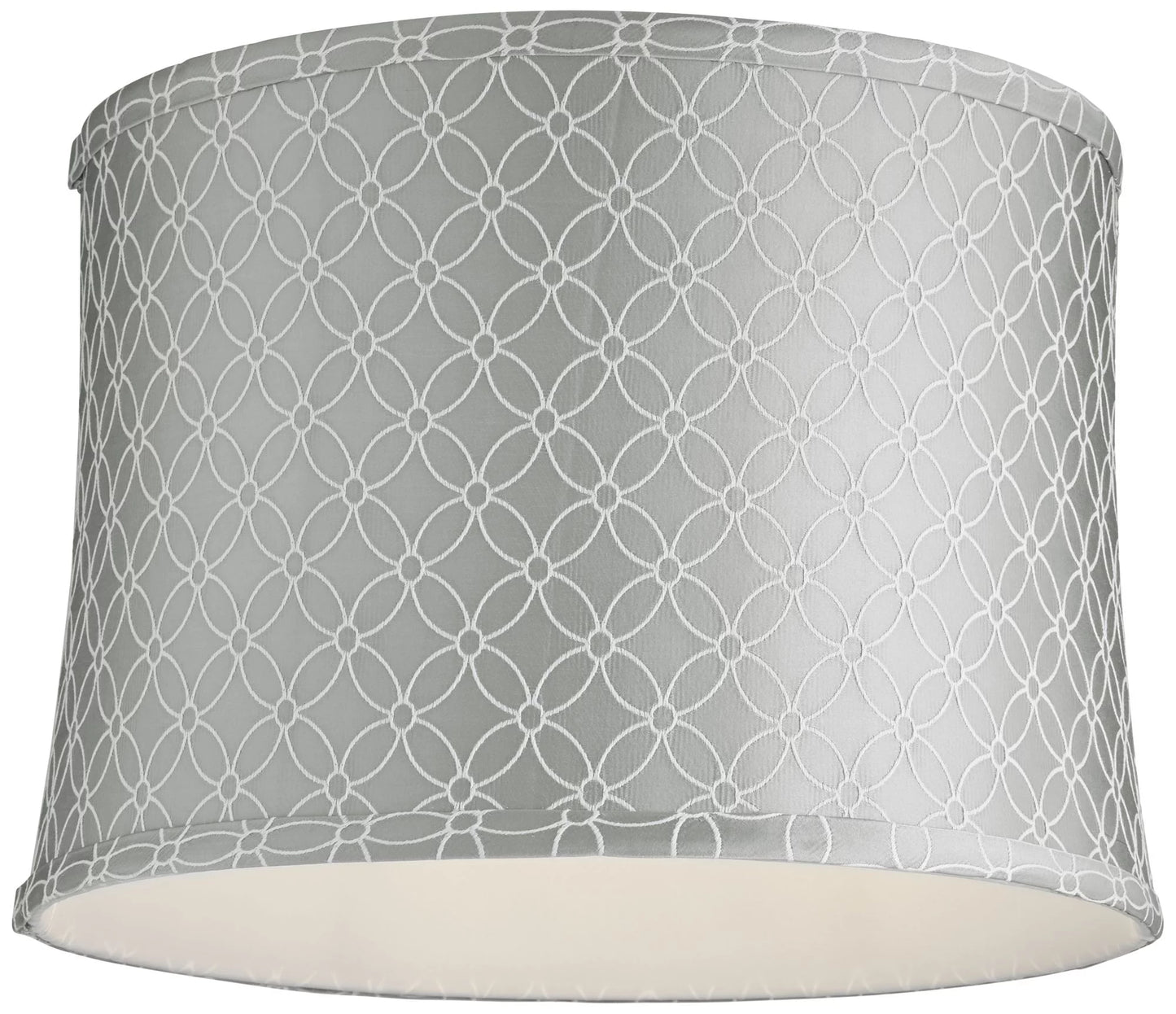 Springcrest set of 2 drum print lamp shades white gray medium 13" top x 14" bottom x 10" high spider with harp and finial fitting