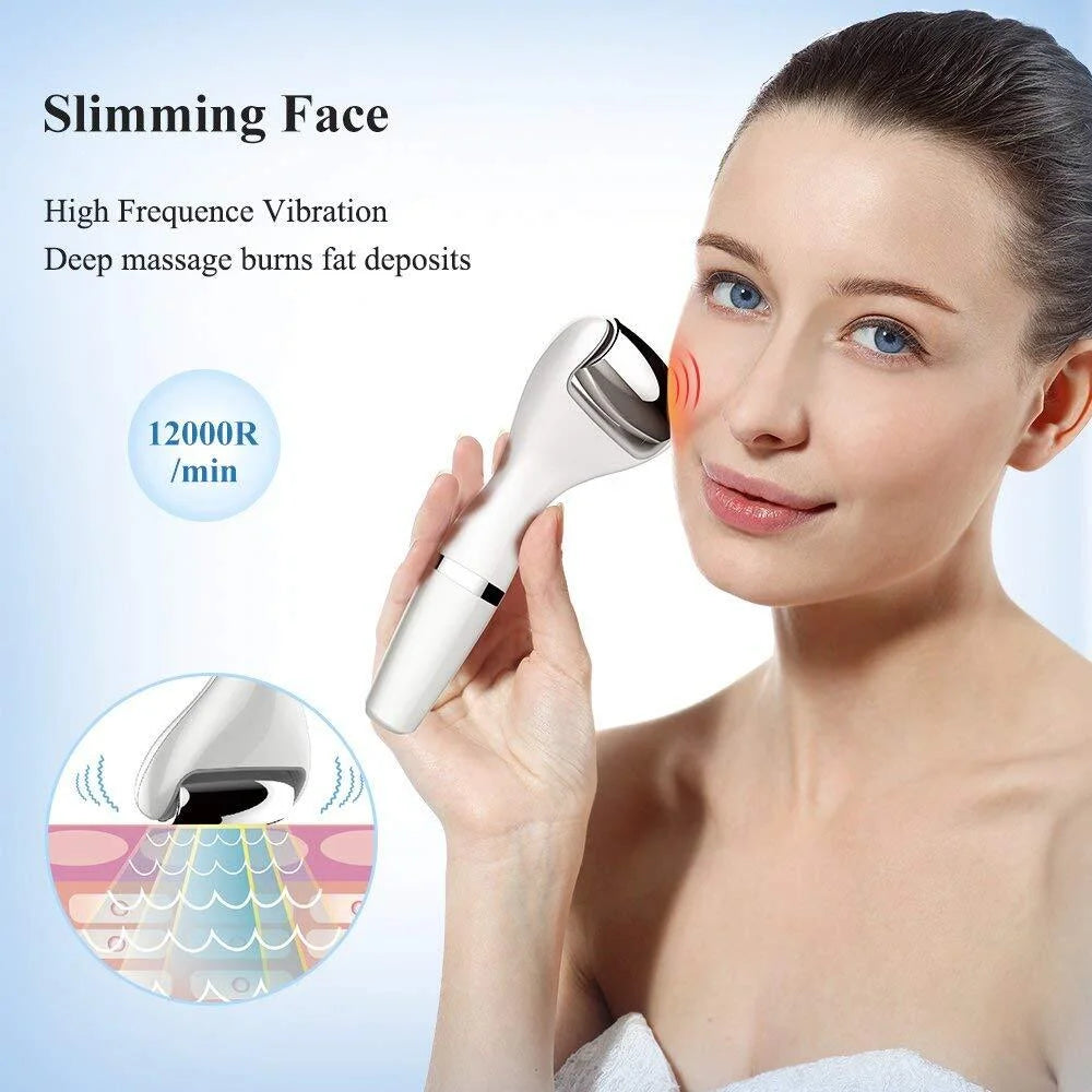 Touchbeauty anti-aging face body massager with stainless steel roller