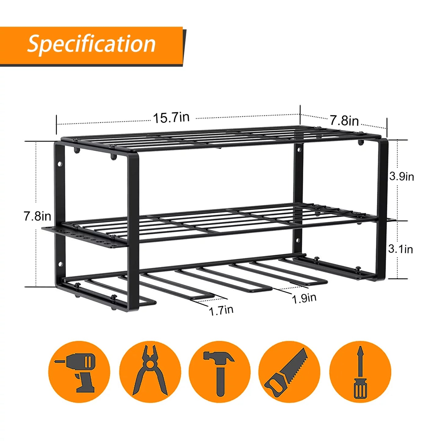 Power tool rack organizer/drill tool holder/wall mounted power tools rack/tool shelf/detachable electric drill charging station drill