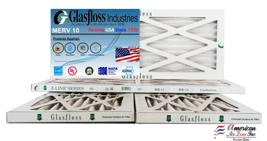 Glasfloss 8x20x1 - merv 10 -qty:4 - furnace air filter - made in usa (actual size: 7.5 x 19.5x7/8 inch)