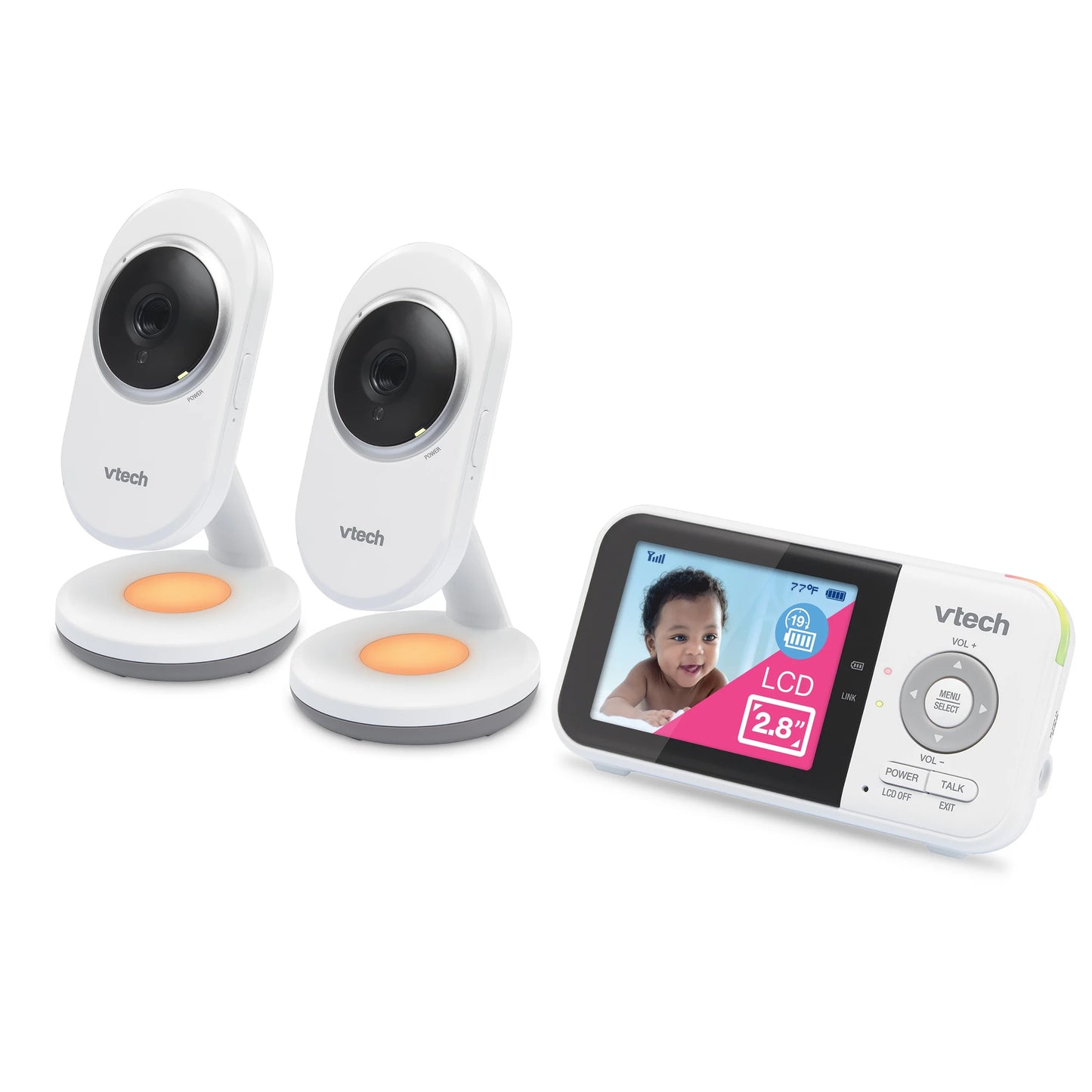 Vtech vm3254-2 fixed camera with 2.8" high resolution parent unit and 2 cameras