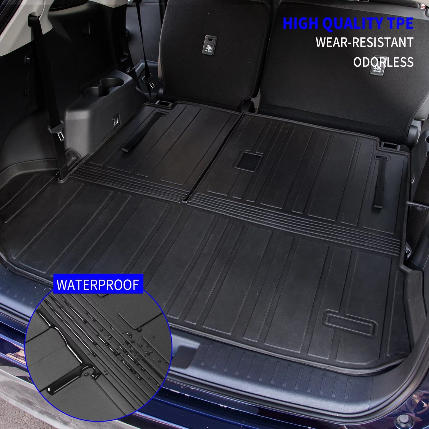 Cargo mat compatible with 2020-2024 toyota highlander trunk mat cargo liner tpe back seat cover protector 2022 7 seats highlander accessories (2020-2023, trunk mat with backrest mat)