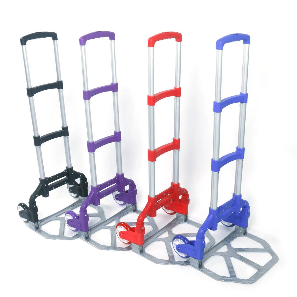 Portable aluminium cart folding dolly push truck hand collapsible trolley luggage