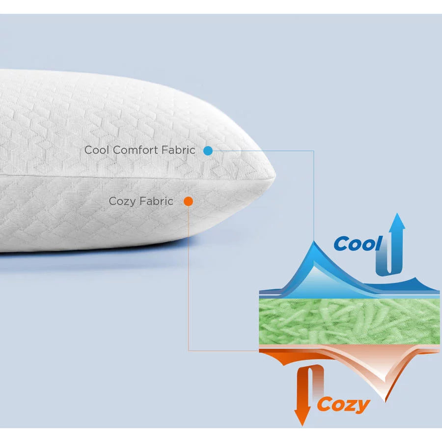 Spa sensations by zinus cool & cozy memory foam bed pillow, standard/queen