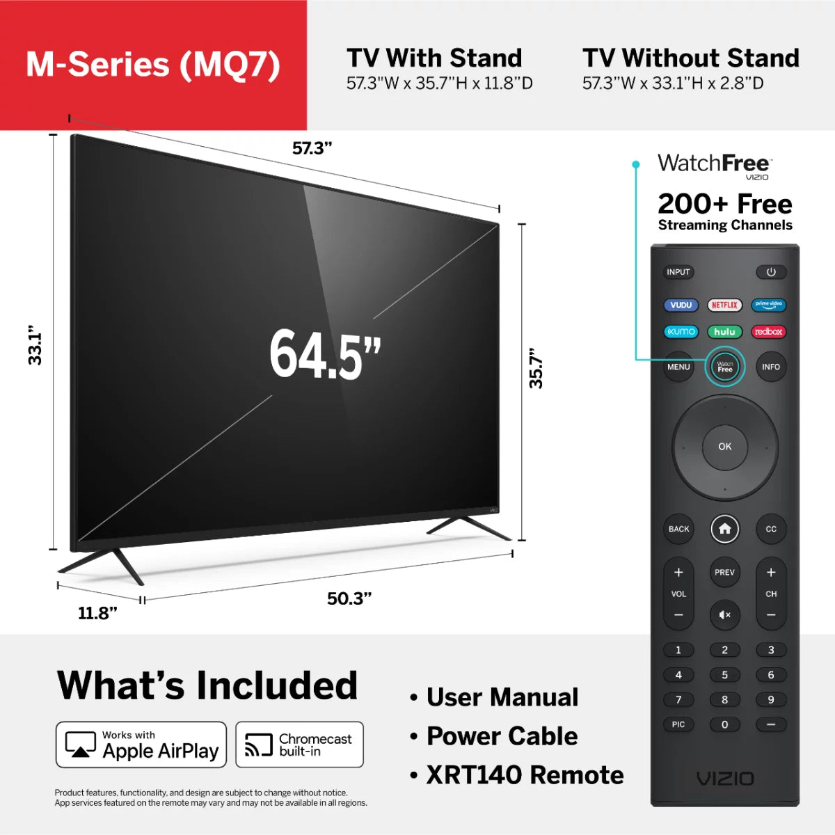 Vizio 65" class 4k uhd quantum smartcast smart tv hdr m-series m65q7-h1