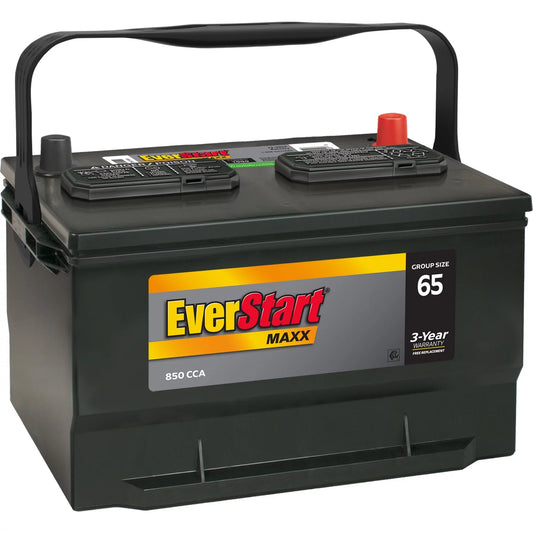 Everstart maxx lead acid automotive battery, group size 65 12 volt 850 cca