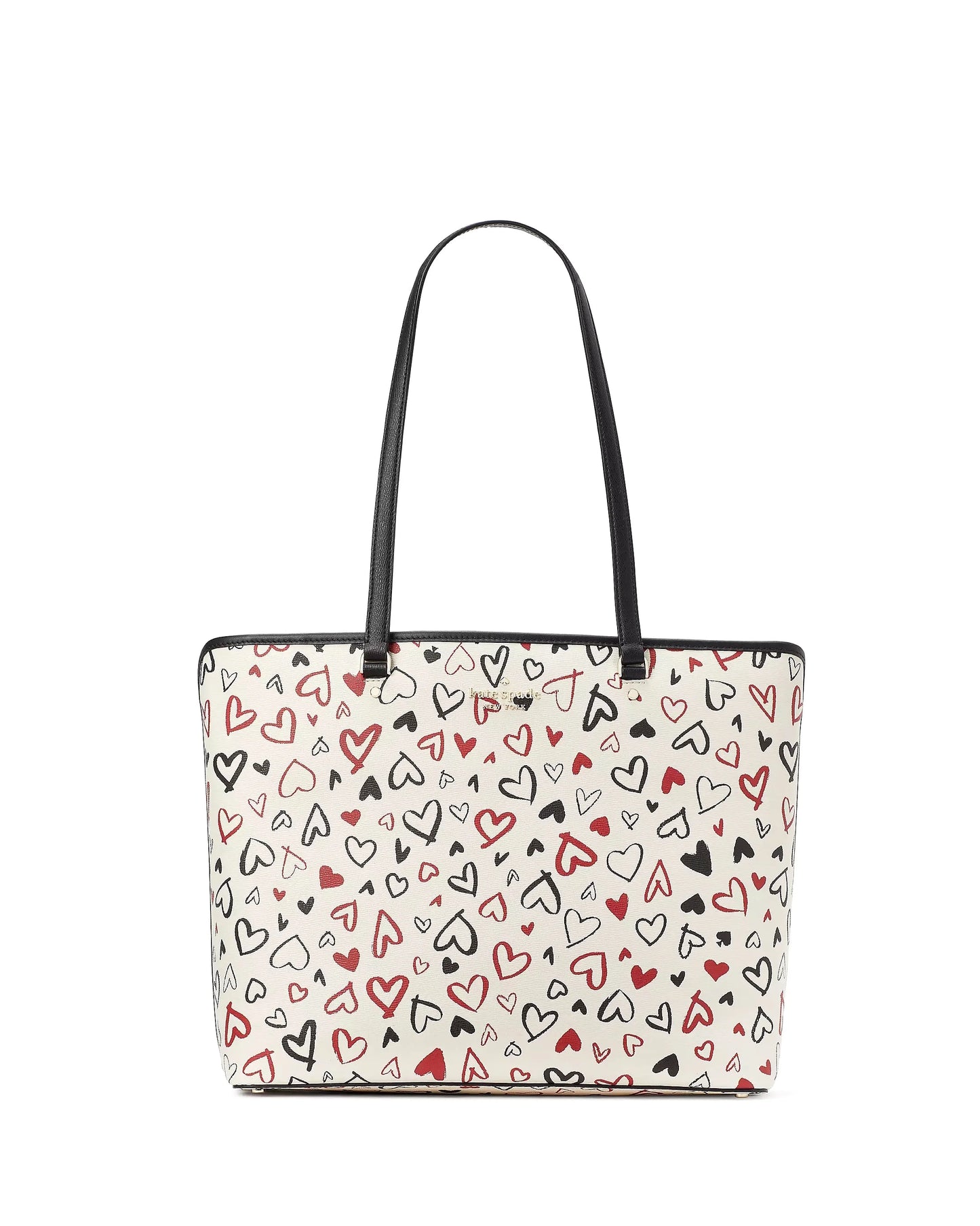 Perfect scribble hearts printed large tote