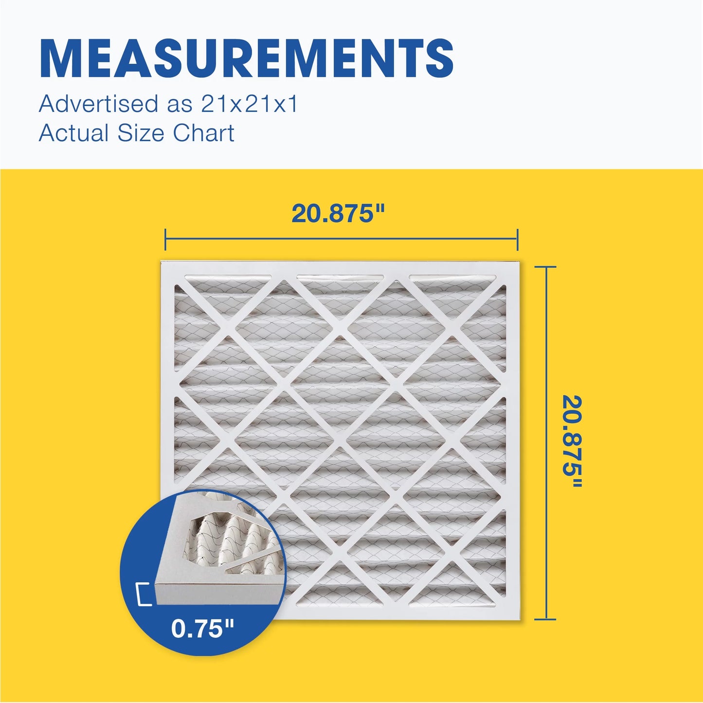 Aerostar 21x21x1 merv 8 pleated air filter, ac furnace air filter, 6 pack