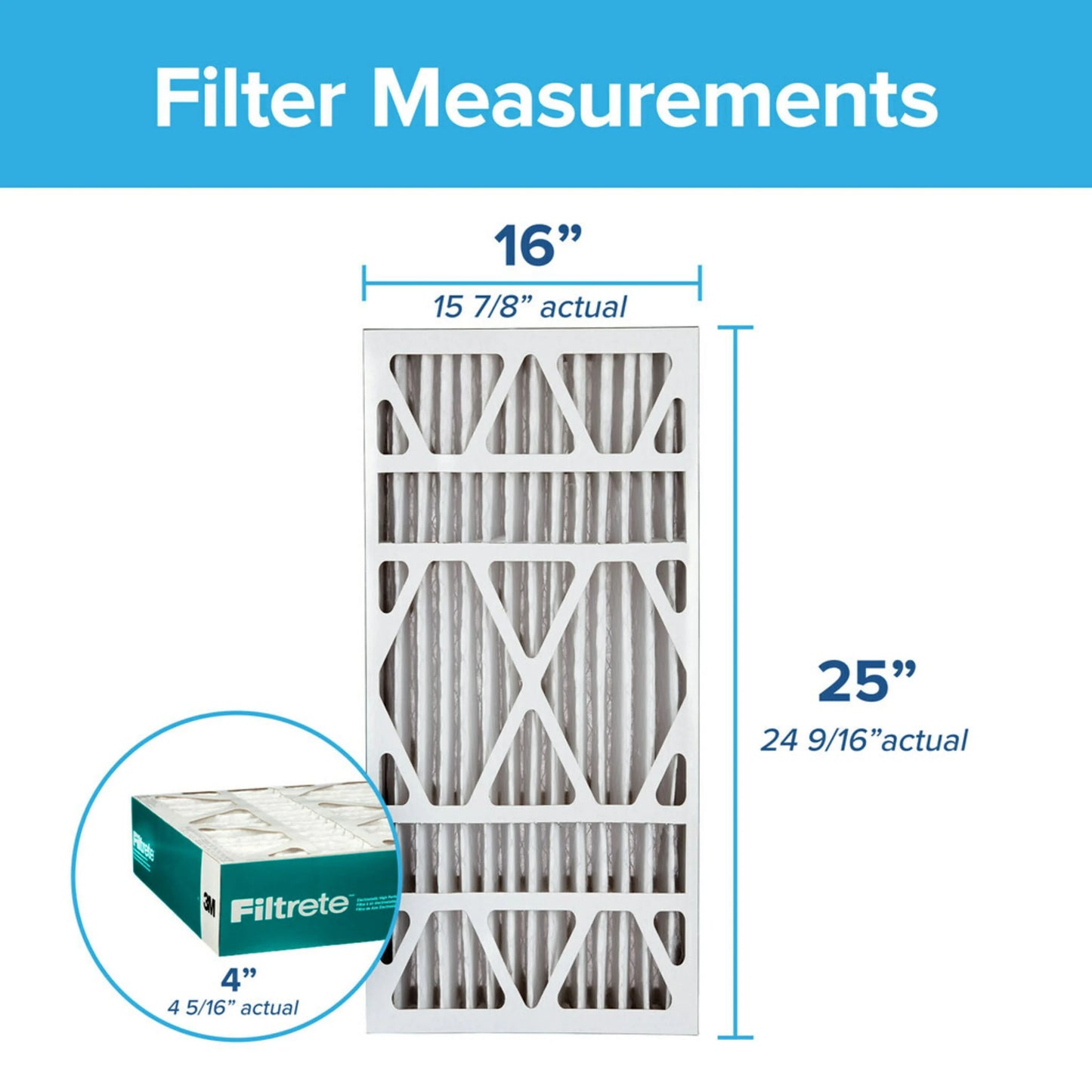 Filtrete 16x25x4 air filter, mpr 1200 merv 11, allergen reduction deep pleat, 1 filter